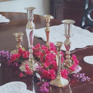 Sterling Silver-plate Candlestick set by Two's Co